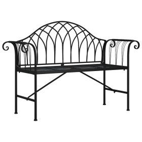 vidaXL 2-Sitzer-Gartenbank 128 cm Schwarz Stahl