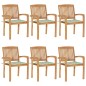 Stapelbare Gartenstühle mit Kissen 6 Stk. Massivholz Teak Stapelbare Gartenstühle mit Kissen 6 Stk. Massivholz Teak