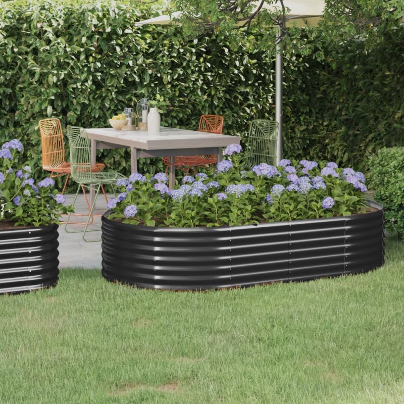 vidaXL Hochbeet Pulverbeschichteter Stahl 175x100x36 cm Anthrazit vidaXL Hochbeet Pulverbeschichteter Stahl 175x100x36 cm Anthrazit