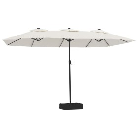 vidaXL Doppelsonnenschirm mit LEDs Sandweiß 449x245 cm