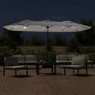 vidaXL Doppelsonnenschirm mit LEDs Sandweiß 449x245 cm vidaXL Doppelsonnenschirm mit LEDs Sandweiß 449x245 cm