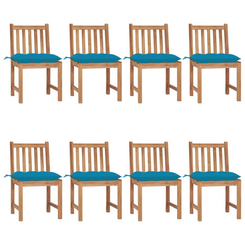 vidaXL Gartenstühle 8 Stk. mit Kissen Massivholz Teak vidaXL Gartenstühle 8 Stk. mit Kissen Massivholz Teak