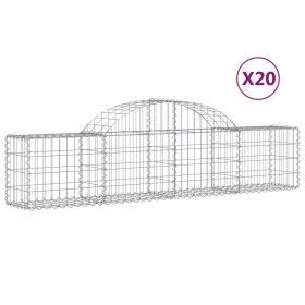 vidaXL Gabionen mit Hochbogen 20 Stk. 200x30x40/60 cm Verzinktes Eisen