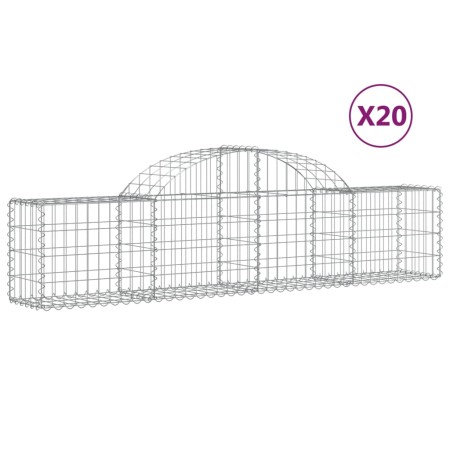 vidaXL Gabionen mit Hochbogen 20 Stk. 200x30x40/60 cm Verzinktes Eisen