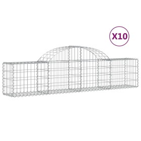 vidaXL Gabionen mit Hochbogen 10 Stk. 200x30x40/60 cm Verzinktes Eisen