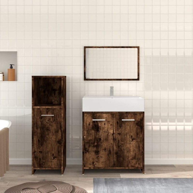 vidaXL 3-tlg. Badmöbel-Set Räuchereiche Holzwerkstoff vidaXL 3-tlg. Badmöbel-Set Räuchereiche Holzwerkstoff