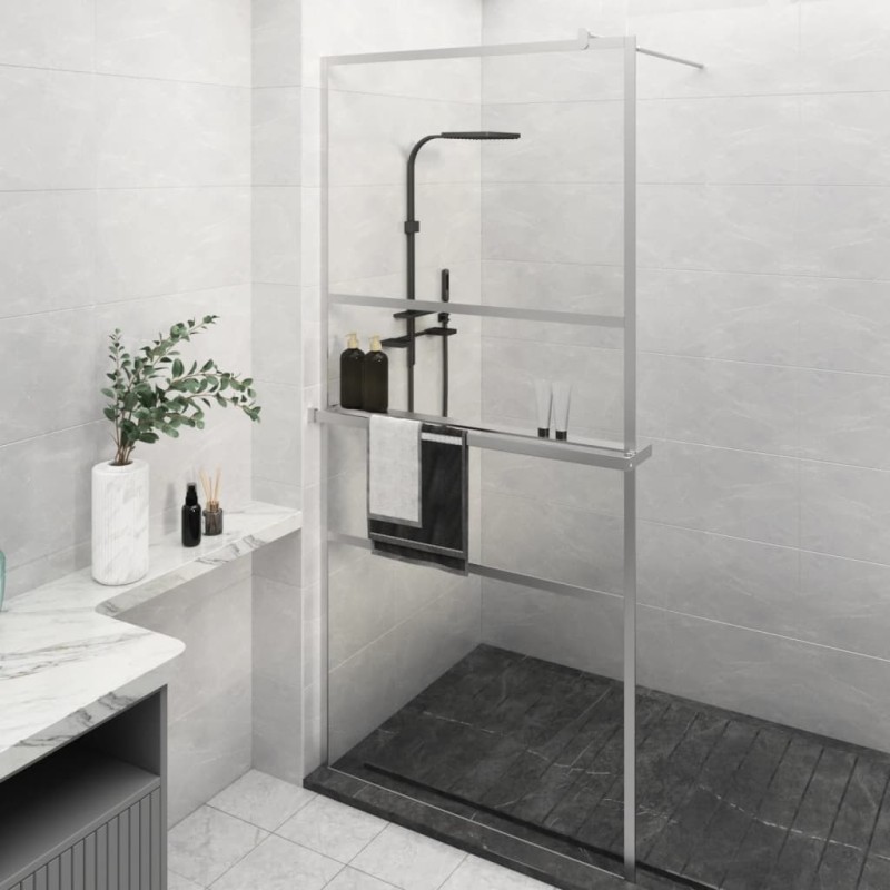 vidaXL Duschwand mit Ablage für Walk-In-Dusche Chrom 100x195 cm ESG vidaXL Duschwand mit Ablage für Walk-In-Dusche Chrom 100x195 cm ESG
