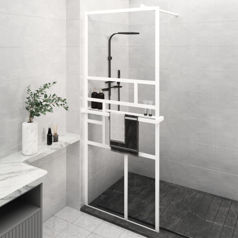 vidaXL Duschwand mit Ablage für Walk-In-Dusche Weiß 90x195 cm ESG vidaXL Duschwand mit Ablage für Walk-In-Dusche Weiß 90x195 cm ESG
