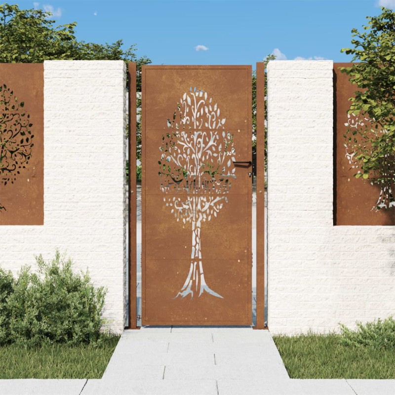 vidaXL Gartentor 105x205 cm Cortenstahl Baum-Design vidaXL Gartentor 105x205 cm Cortenstahl Baum-Design