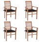 vidaXL Essstühle 4 Stk. mit Schwarzen Kissen Massivholz Teak vidaXL Essstühle 4 Stk. mit Schwarzen Kissen Massivholz Teak