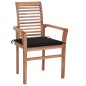 vidaXL Essstühle 4 Stk. mit Schwarzen Kissen Massivholz Teak vidaXL Essstühle 4 Stk. mit Schwarzen Kissen Massivholz Teak