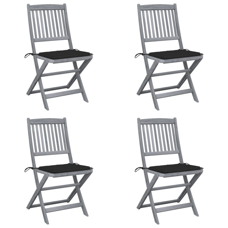vidaXL Klappbare Gartenstühle 4 Stk. mit Kissen Massivholz Akazie vidaXL Klappbare Gartenstühle 4 Stk. mit Kissen Massivholz Akazie