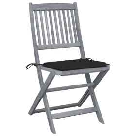 vidaXL Klappbare Gartenstühle 4 Stk. mit Kissen Massivholz Akazie