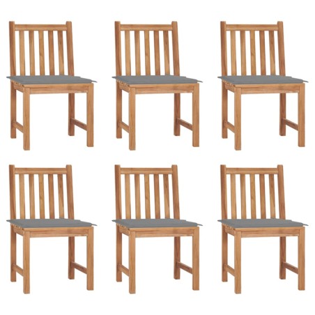 vidaXL Gartenstühle 6 Stk. mit Kissen Massivholz Teak
