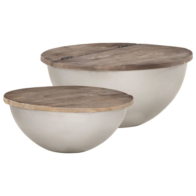 vidaXL Schüsselförmiges Couchtisch-Set 2 Stk. Mango Massivholz vidaXL Schüsselförmiges Couchtisch-Set 2 Stk. Mango Massivholz