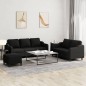 vidaXL 3-tlg. Sofagarnitur mit Kissen Schwarz Stoff vidaXL 3-tlg. Sofagarnitur mit Kissen Schwarz Stoff