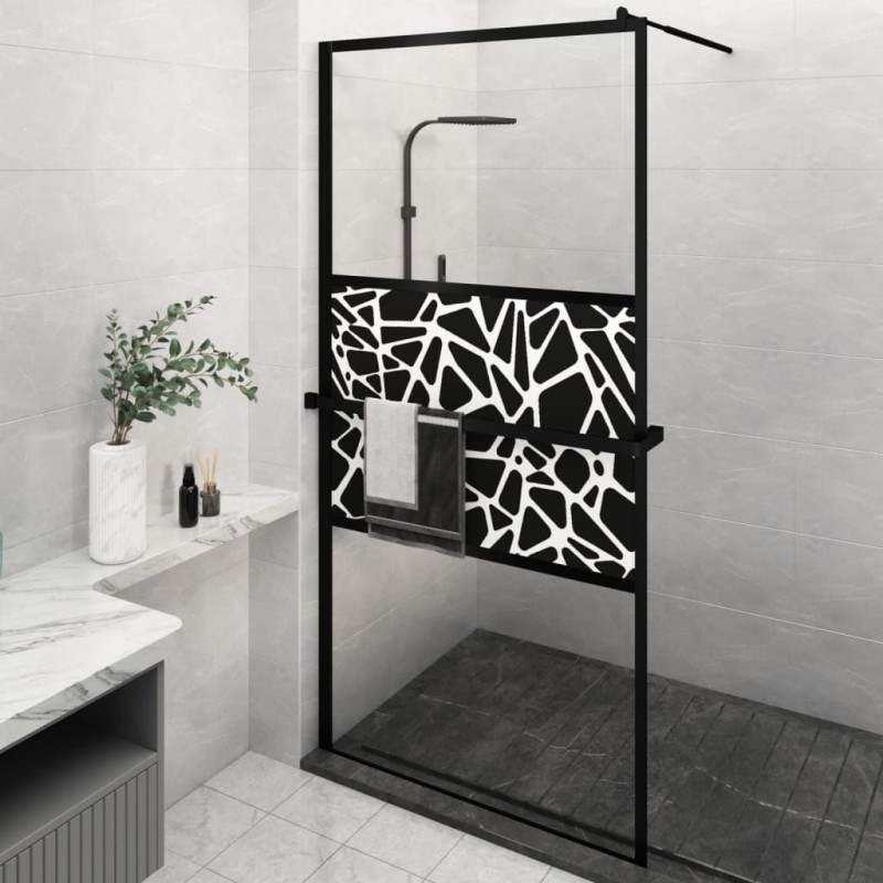 vidaXL Duschwand mit Ablage für Walk-In-Dusche Schwarz 115x195 cm ESG vidaXL Duschwand mit Ablage für Walk-In-Dusche Schwarz 115x195 cm ESG