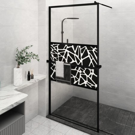 vidaXL Duschwand mit Ablage für Walk-In-Dusche Schwarz 115x195 cm ESG