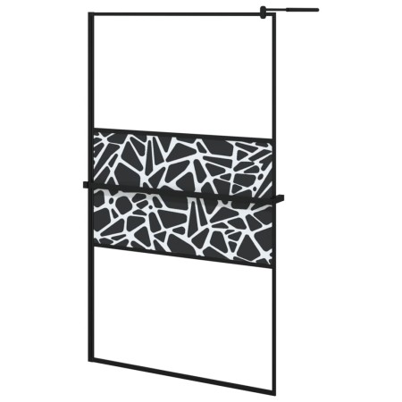 vidaXL Duschwand mit Ablage für Walk-In-Dusche Schwarz 115x195 cm ESG