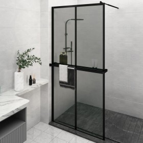 vidaXL Duschwand mit Ablage für Walk-In-Dusche Schwarz 118x190 cm ESG