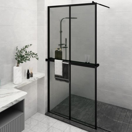 vidaXL Duschwand mit Ablage für Walk-In-Dusche Schwarz 118x190 cm ESG