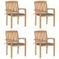 Stapelbare Gartenstühle mit Kissen 4 Stk. Massivholz Teak Stapelbare Gartenstühle mit Kissen 4 Stk. Massivholz Teak