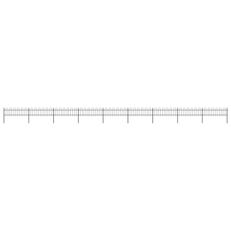 vidaXL Gartenzaun mit Bügel-Design Stahl 15,3 x 0,6 m Schwarz
