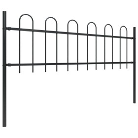 vidaXL Gartenzaun mit Bügel-Design Stahl 15,3 x 0,6 m Schwarz