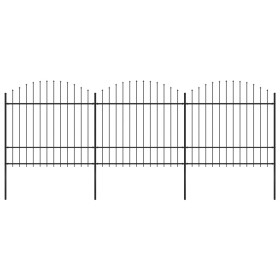 vidaXL Gartenzaun mit Speerspitzen Stahl (1,5 - 1,75) x 5,1 m Schwarz
