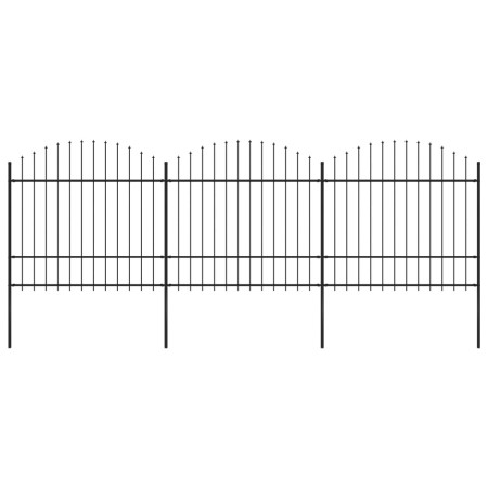 vidaXL Gartenzaun mit Speerspitzen Stahl (1,5 - 1,75) x 5,1 m Schwarz