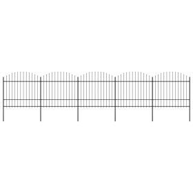 vidaXL Gartenzaun mit Speerspitzen Stahl (1,5 - 1,75) x 8,5 m Schwarz