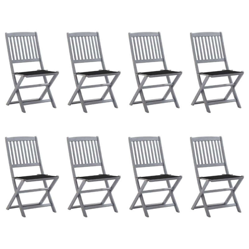 vidaXL Klappbare Gartenstühle 8 Stk. mit Kissen Massivholz Akazie vidaXL Klappbare Gartenstühle 8 Stk. mit Kissen Massivholz Akazie
