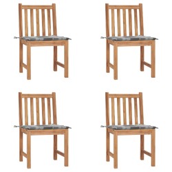 vidaXL Gartenstühle 4 Stk. mit Kissen Massivholz Teak 