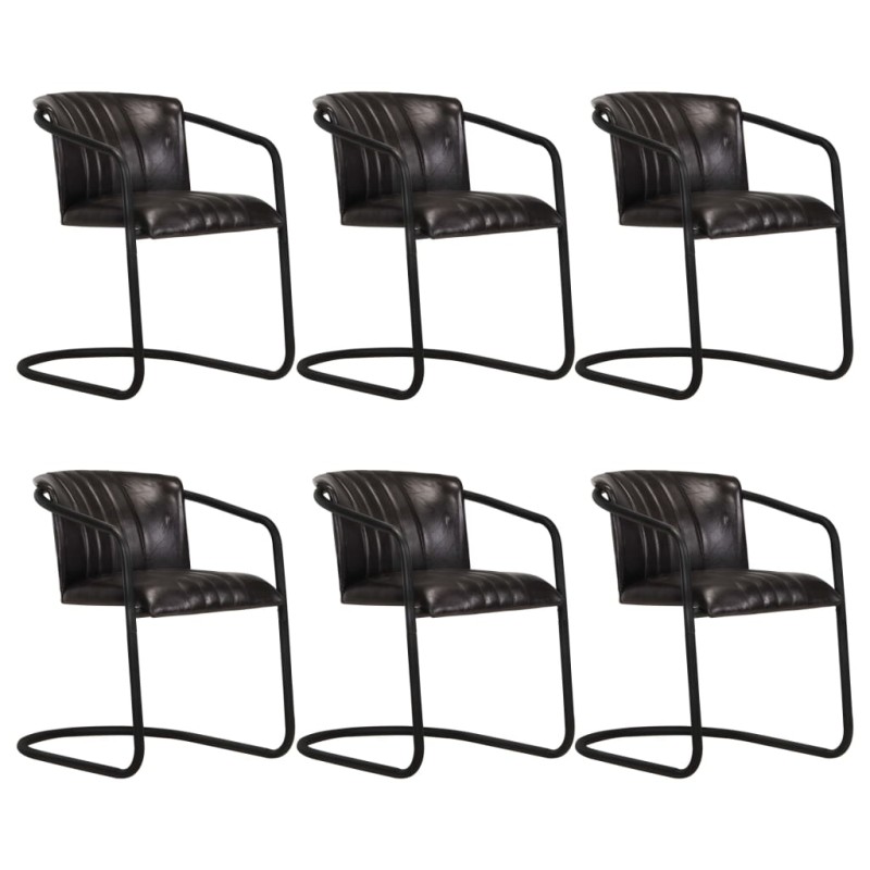 vidaXL Esszimmerstühle 6 Stk. Schwarz Echtleder vidaXL Esszimmerstühle 6 Stk. Schwarz Echtleder