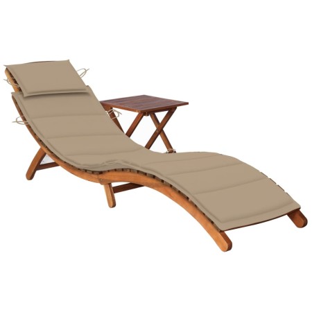 vidaXL Sonnenliege mit Tisch und Auflage Massivholz Akazie 