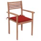 vidaXL Gartenstühle 4 Stk. mit Roten Kissen Massivholz Teak vidaXL Gartenstühle 4 Stk. mit Roten Kissen Massivholz Teak