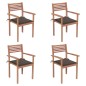 vidaXL Gartenstühle 4 Stk. mit Taupe Kissen Massivholz Teak vidaXL Gartenstühle 4 Stk. mit Taupe Kissen Massivholz Teak