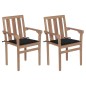 vidaXL Gartenstühle 2 Stk. mit Schwarzen Kissen Teak Massivholz vidaXL Gartenstühle 2 Stk. mit Schwarzen Kissen Teak Massivholz