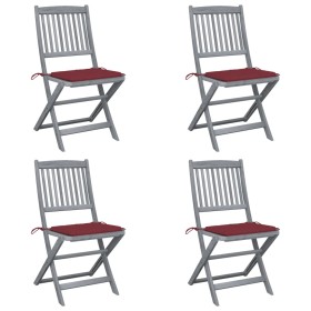 vidaXL Klappbare Gartenstühle 4 Stk. mit Kissen Massivholz Akazie