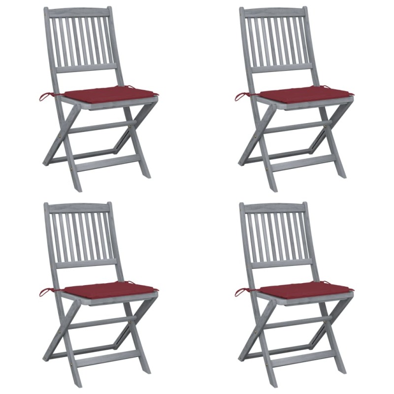 vidaXL Klappbare Gartenstühle 4 Stk. mit Kissen Massivholz Akazie vidaXL Klappbare Gartenstühle 4 Stk. mit Kissen Massivholz Akazie