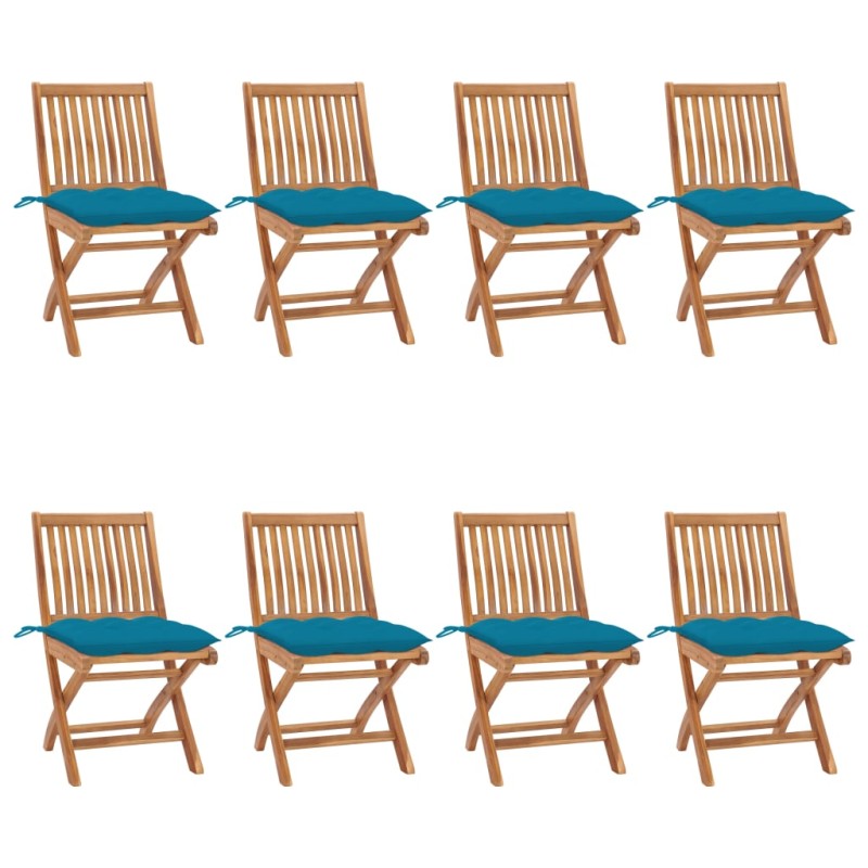 Klappbare Gartenstühle mit Kissen 8 Stk. Massivholz Teak Klappbare Gartenstühle mit Kissen 8 Stk. Massivholz Teak