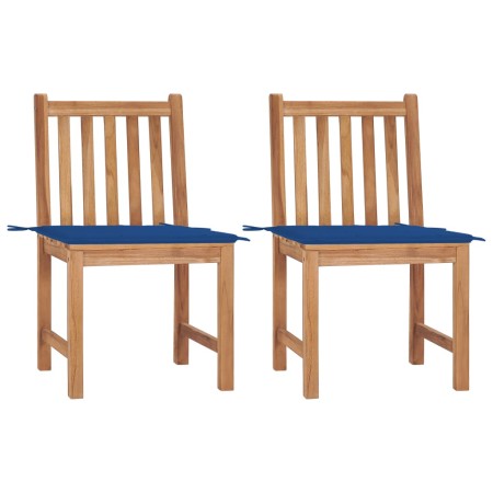 vidaXL Gartenstühle 2 Stk. mit Kissen Massivholz Teak