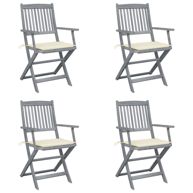 vidaXL Klappbare Gartenstühle 4 Stk. mit Sitzkissen Massivholz Akazie vidaXL Klappbare Gartenstühle 4 Stk. mit Sitzkissen Massivholz Akazie