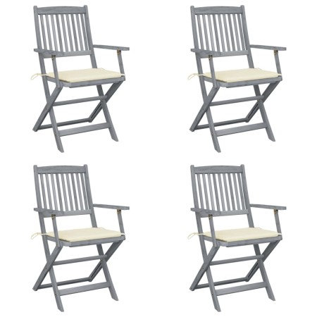 vidaXL Klappbare Gartenstühle 4 Stk. mit Sitzkissen Massivholz Akazie
