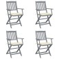 vidaXL Klappbare Gartenstühle 4 Stk. mit Sitzkissen Massivholz Akazie vidaXL Klappbare Gartenstühle 4 Stk. mit Sitzkissen Massivholz Akazie