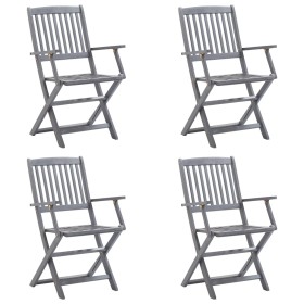vidaXL Klappbare Gartenstühle 4 Stk. mit Sitzkissen Massivholz Akazie