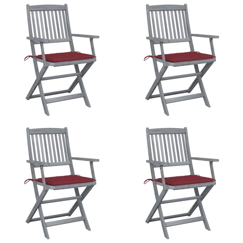 vidaXL Klappbare Gartenstühle 4 Stk. mit Sitzkissen Massivholz Akazie vidaXL Klappbare Gartenstühle 4 Stk. mit Sitzkissen Massivholz Akazie