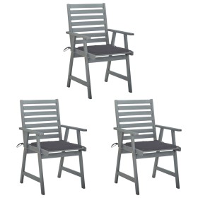 vidaXL Garten-Essstühle mit Kissen 3 Stk. Massivholz Akazie 