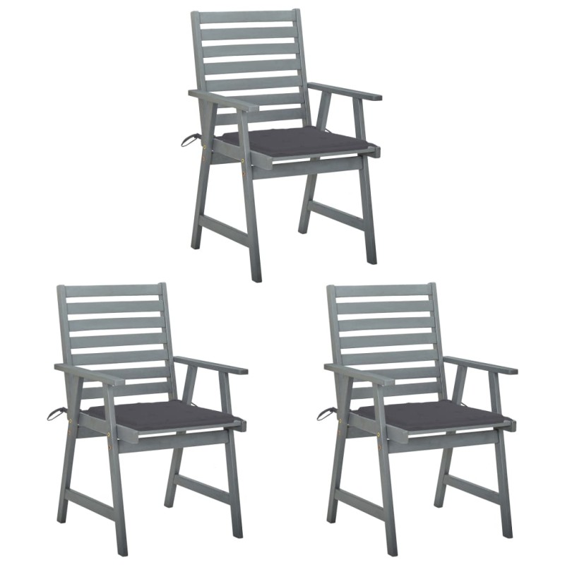 vidaXL Garten-Essstühle mit Kissen 3 Stk. Massivholz Akazie vidaXL Garten-Essstühle mit Kissen 3 Stk. Massivholz Akazie
