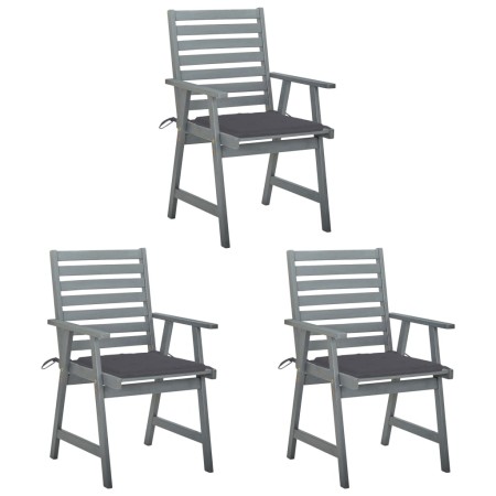 vidaXL Garten-Essstühle mit Kissen 3 Stk. Massivholz Akazie 